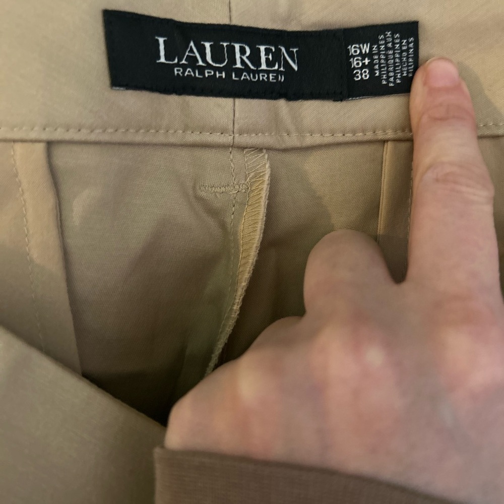 Ralph Lauren Double -Faced Stretch Cotton Pant in Birch Tan Size 16W - Picture 9 of 12